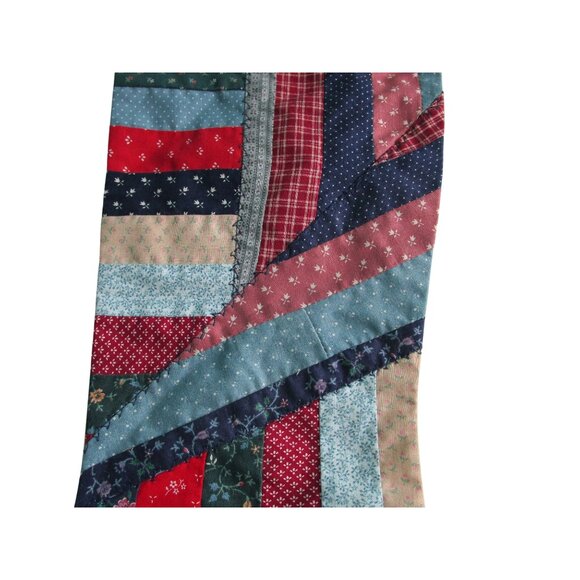 Vintage Patchwork Quilted Christmas Stocking Lace Trim Spots On Back GUC - Picture 6 of 12